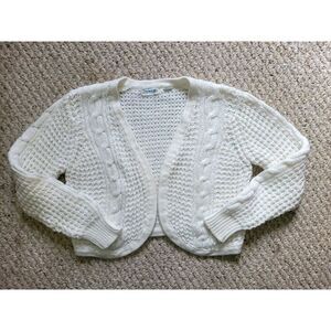 Vintage Ivory Cream Crochet Cardigan Shenanigans Size‎ L Sweater Cottage Boho